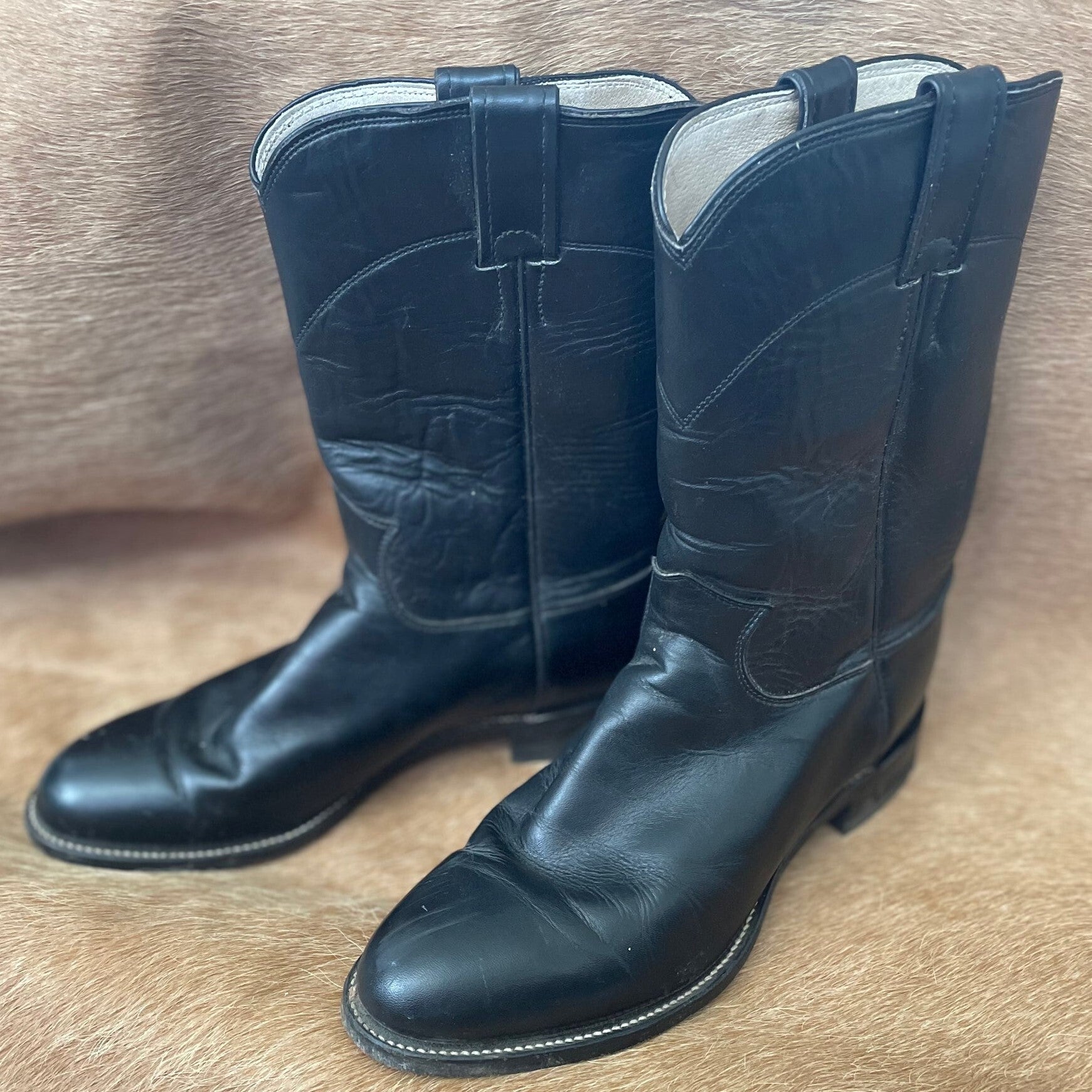 Men s Boots 9 Mens 10.5 Womens Justin Roper Black Leather
