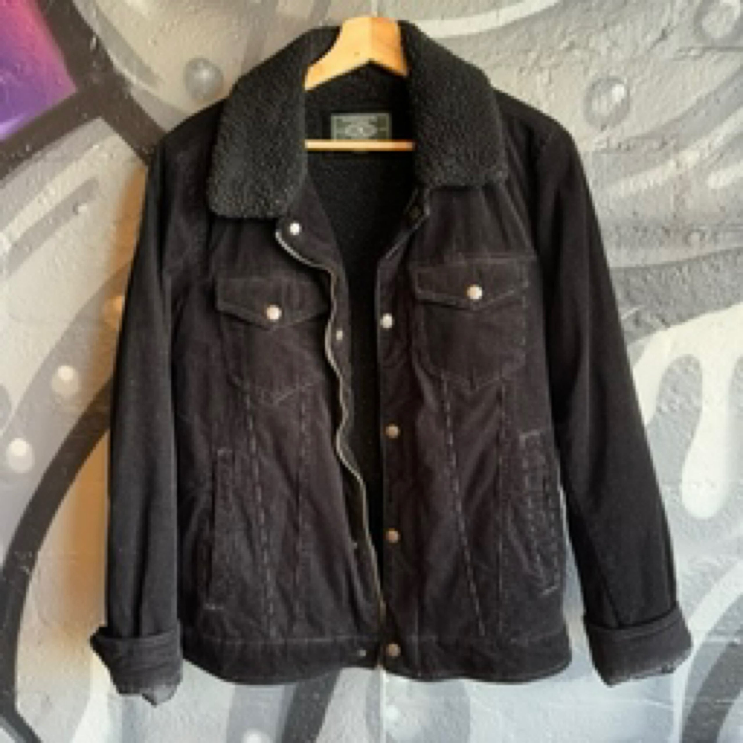 Corduroy sherpa jacket black cheap
